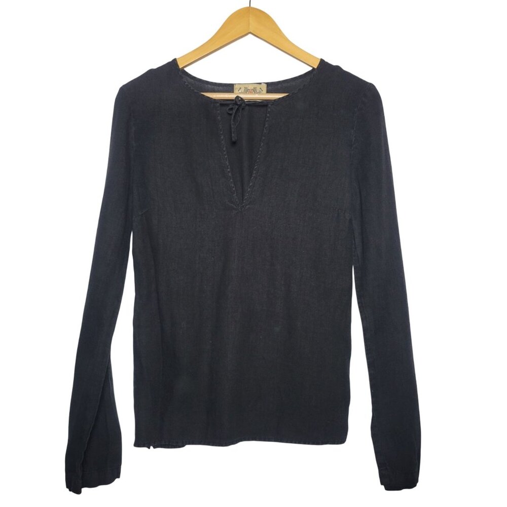 Juicy Couture Linen Long Sleeve Peasant Blouse Size M